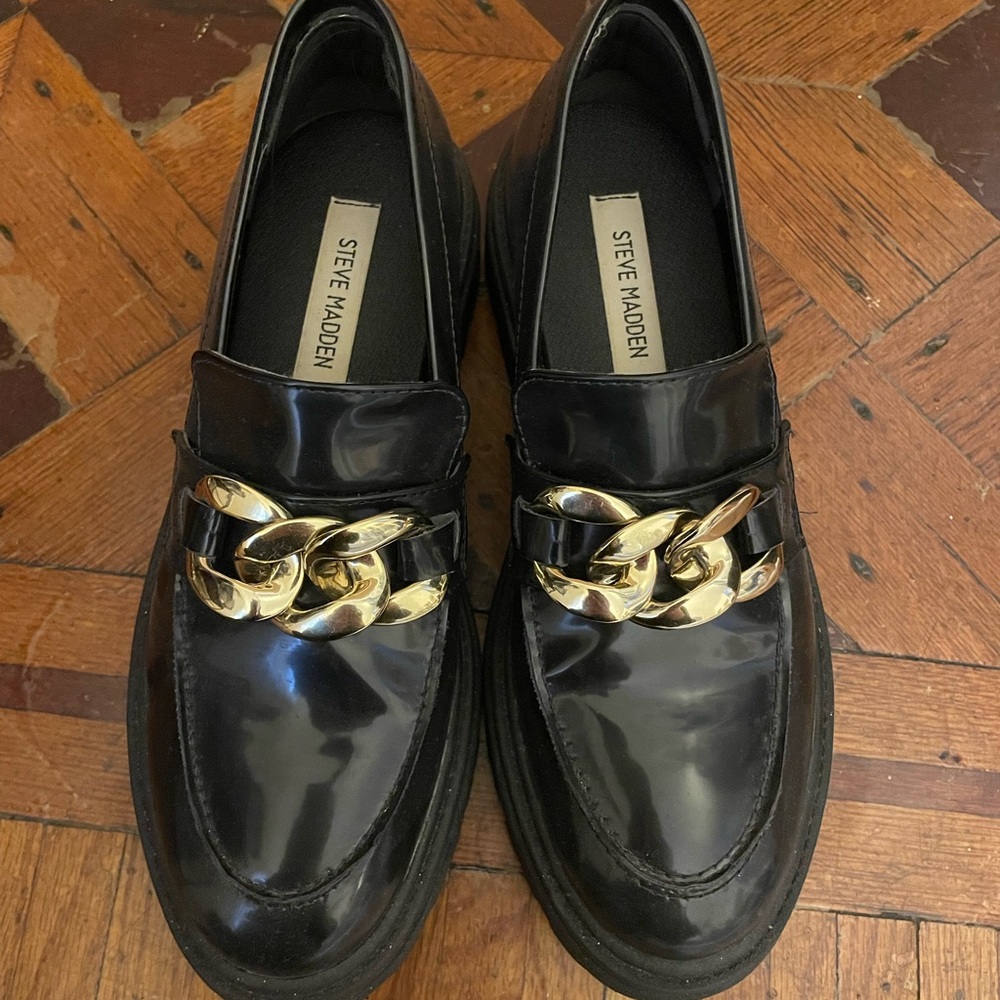 Steve Madden Platform Loafers with Gold Accent